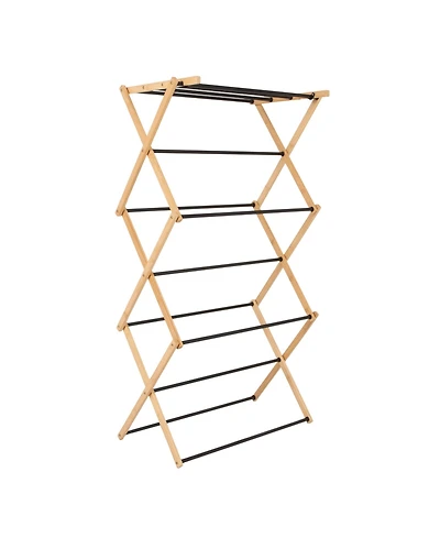 Household Essentials Bamboo Folding Clothes Drying Rack, Black