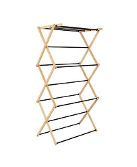 Household Essentials Bamboo Folding Clothes Drying Rack, Black