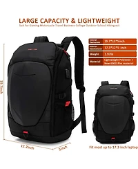 Batfox Hardshell 7 Inch Laptop Backpack, Armored with Usb Port & Rain Cover for Motorcycle, Outdoor, Racing - Waterproof, Matte Black