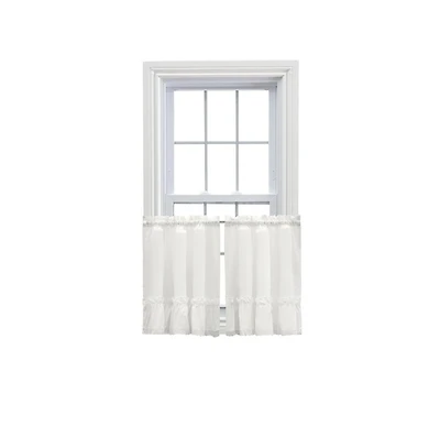 Ellis Curtain Madelyn Ruflled Victorian 1.5" Rod Pocket Window Curtain Tiers 82"x30" Natural