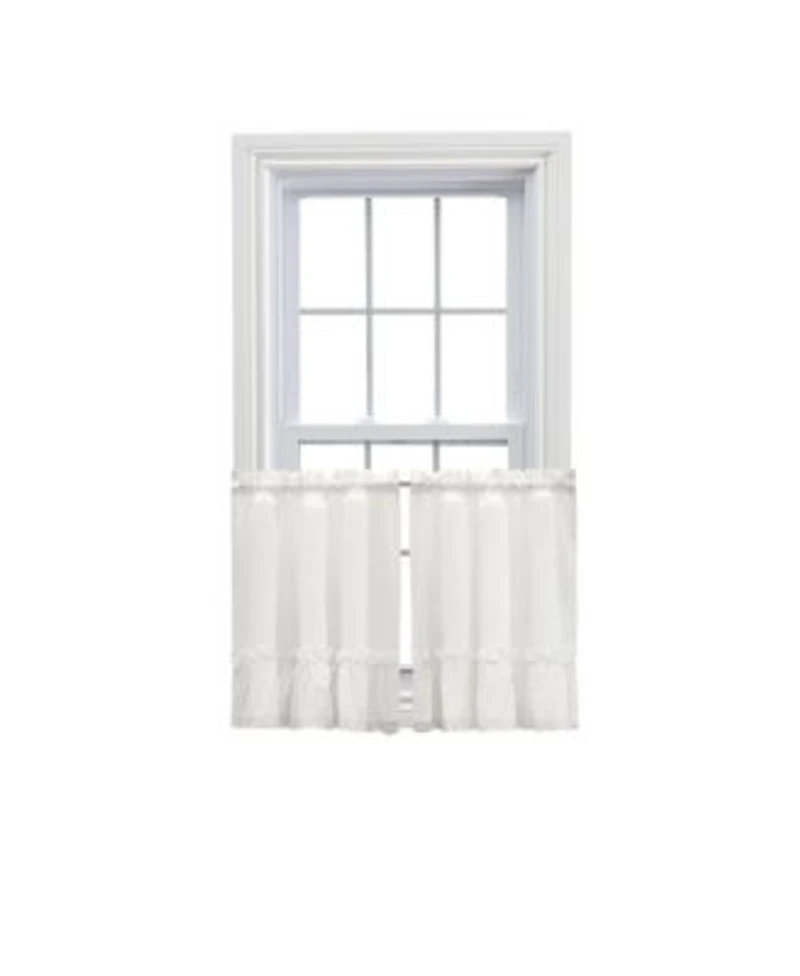Ellis Curtain Madelyn Ruflled Victorian 1.5 X22 Rod Pocket Window Curtain Tiers 82 X22x30 X22 Natural
