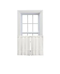 Ellis Curtain Madelyn Ruflled Victorian 1.5 X22 Rod Pocket Window Curtain Tiers 82 X22x30 X22 Natural