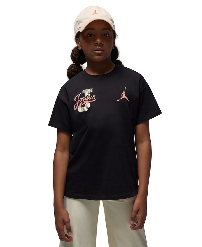 Jordan Big Girls Distressed Collegiate T-Shirt