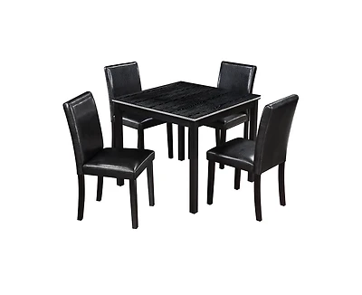 sumyeg 5-Piece Counter Height Dining Set with Crystal Accent Square Wood Table and 4 Upholstered Chairs