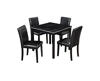 sumyeg 5-Piece Counter Height Dining Set with Crystal Accent Square Wood Table and 4 Upholstered Chairs