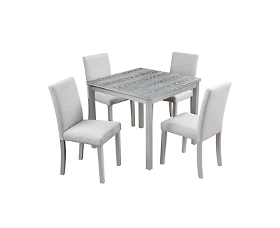 Casainc 5-Piece Counter Height Dining Set with Crystal Accent Square Wood Table and 4 Upholstered Chairs