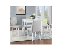 sumyeg 5-Piece Counter Height Dining Set with Crystal Accent Square Wood Table and 4 Upholstered Chairs