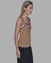 Karl Lagerfeld Paris Women's Contrast Sleeveless Tank Top
