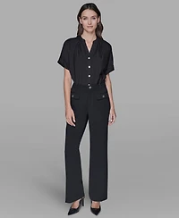 Karl Lagerfeld Paris Women's Drop Shoulder Short-Sleeve Blouse