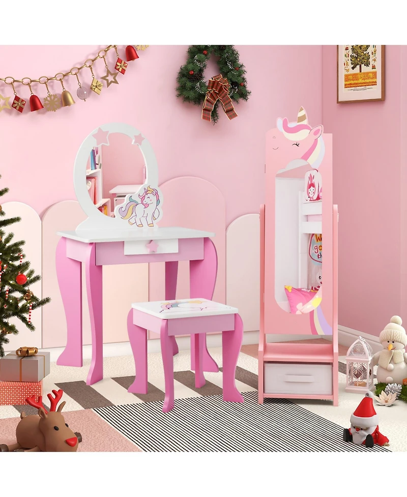 Kids Jewelry Armoire Cabinet with Storage and 2 Tilt Angles