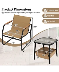 3 Pieces Patio Furniture Set Outdoor Bistro Conversation Set