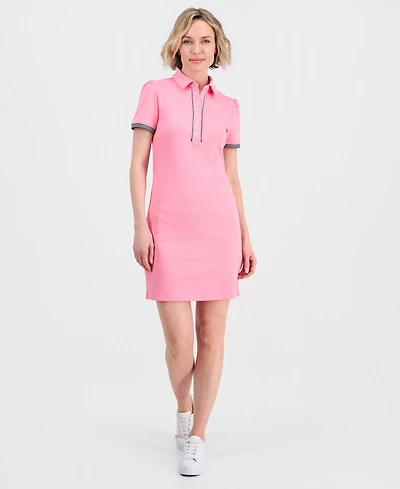 Nautica Women's Cotton Solid Puff-Sleeve Polo Dress