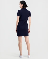 Nautica Jeans Women's Cotton Solid Puff-Sleeve Polo Dress