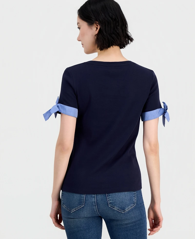 Nautica Jeans Women's Cotton Tie-Cuff Top