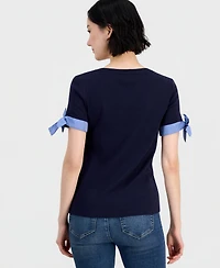 Nautica Jeans Women's Cotton Tie-Cuff Top