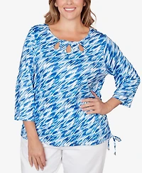 Hearts Of Palm Plus Printed 3/4 Sleeve Top