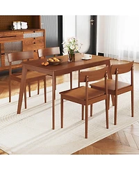 Costway 5-Piece Rubber Wood Rectangular Dining Table Set