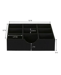 Household Essentials 9-Compartment Drawer Organizers, Pack of 2, Black Linen
