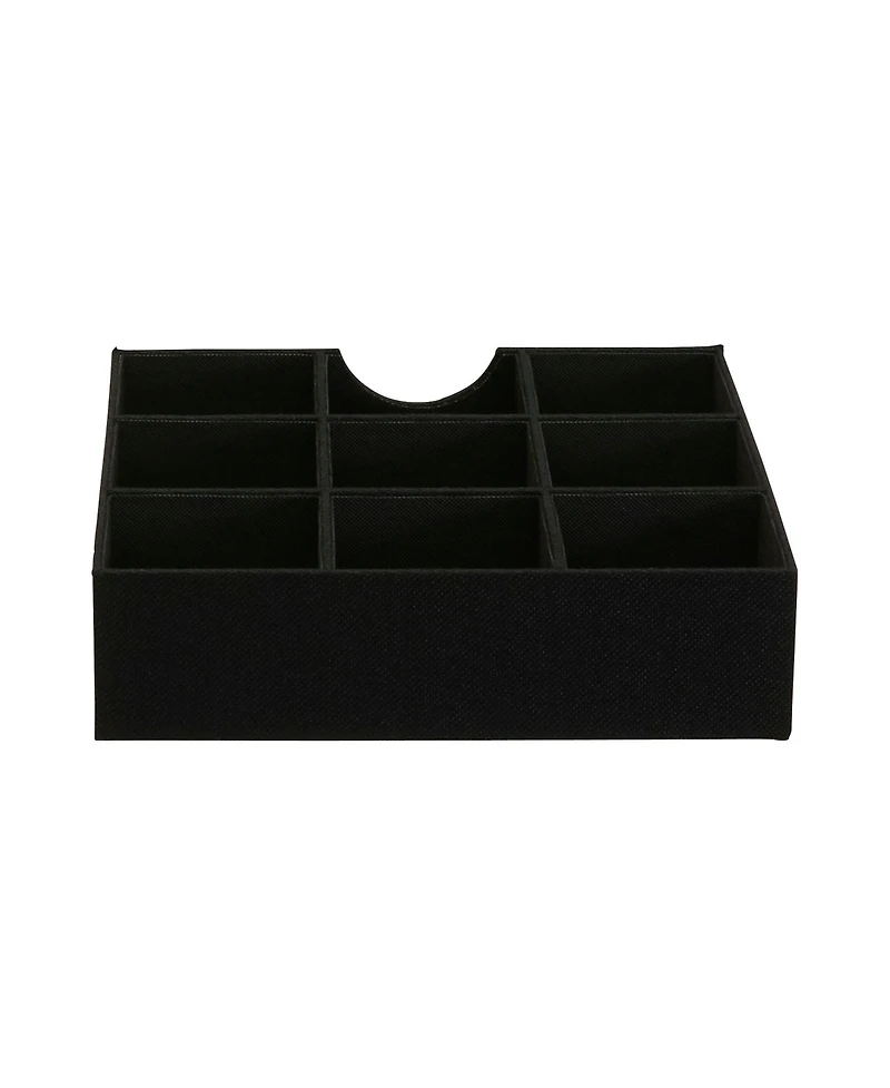 Household Essentials 9-Compartment Drawer Organizers, Pack of 2, Black Linen