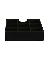 Household Essentials 9-Compartment Drawer Organizers, Pack of 2, Black Linen