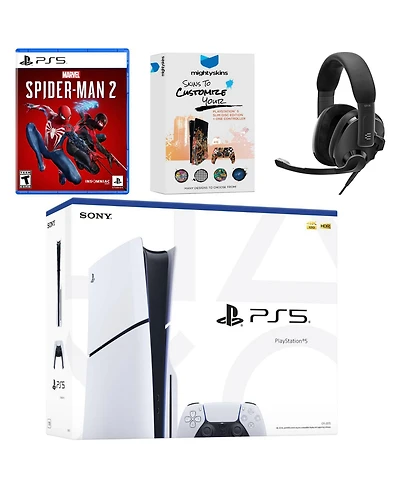 Sony PlayStation 5 Slim Disc Bundle with Spider-Man 2, Epos Headset and MightySkins Code