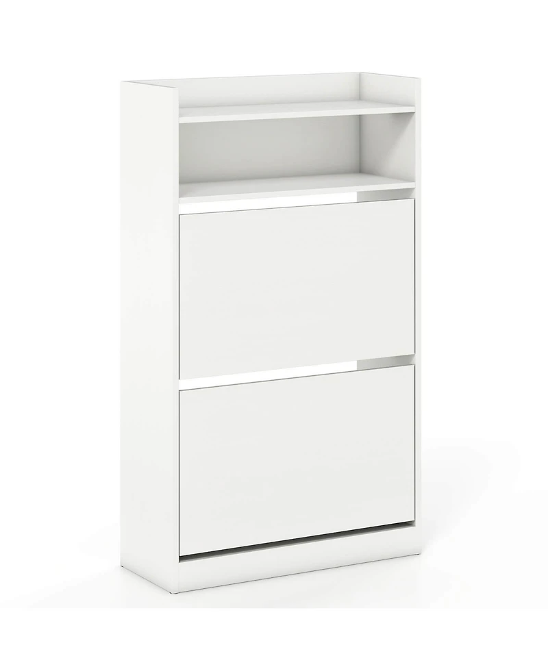 Shoe Storage Cabinet with 2 Flip Drawers, Adjustable Removable Shelves for Entryway