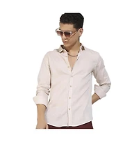 Campus Sutra Men's Beige Basic Oxford Shirt