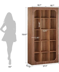 Tribesigns 70.8-Inch Tall Kitchen Pantry, Rustic Cube Cabinet with 15 Open Shelves