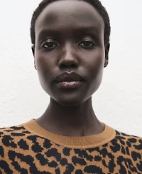 Mango Women's Leopard-Print Knitted Sweater