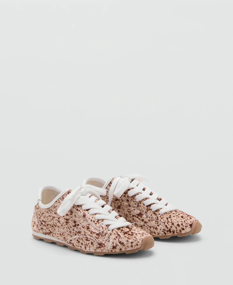 Mango Women's Leather And Fur-Effect Trainer Shoes