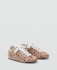 Mango Women's Leather And Fur-Effect Trainer Shoes