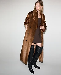 Mango Women's Fur-Effect Belt Coat