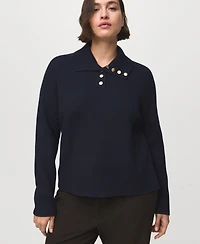 Mango Women's Ribbed Polo-Neck Buttons Sweater
