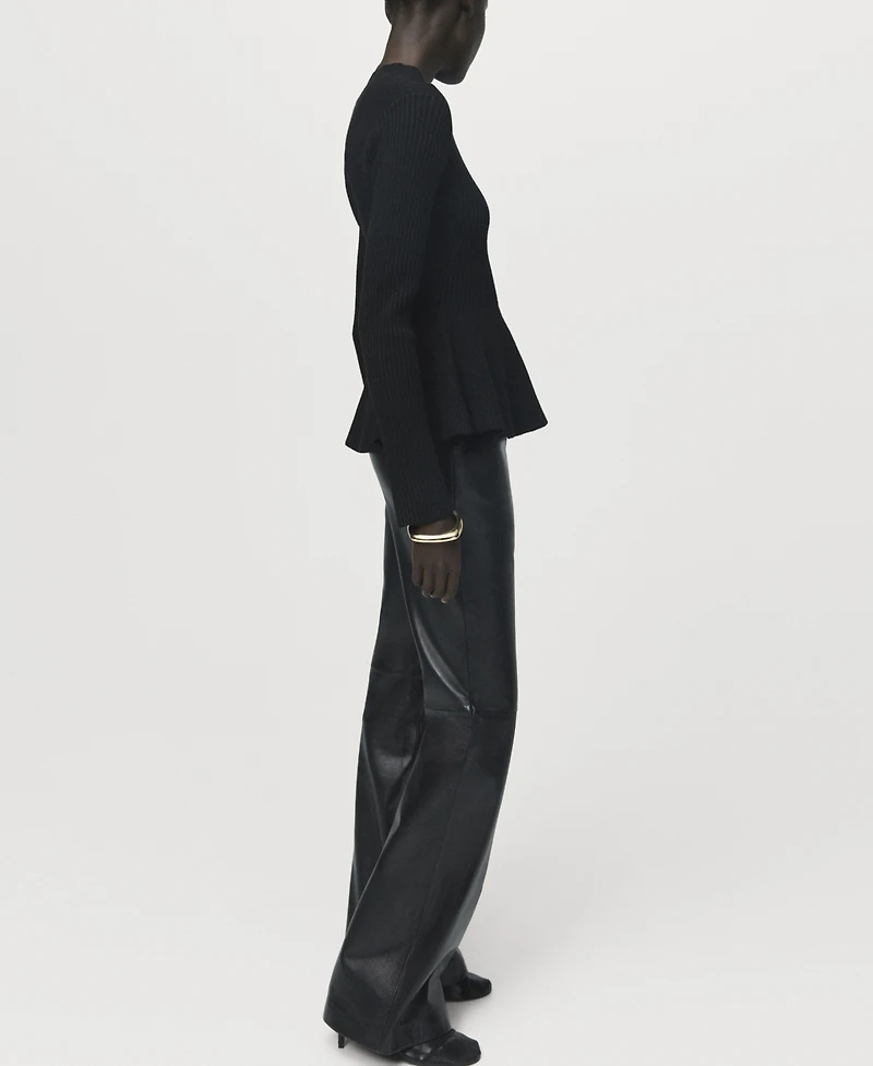 Mango Women's Ribbed Peplum Sweater