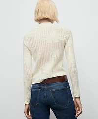 Mango Women's Openwork Knitted Floral Sweater