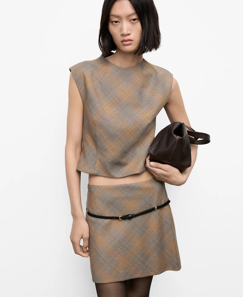 Mango Women's Fitted Check Top