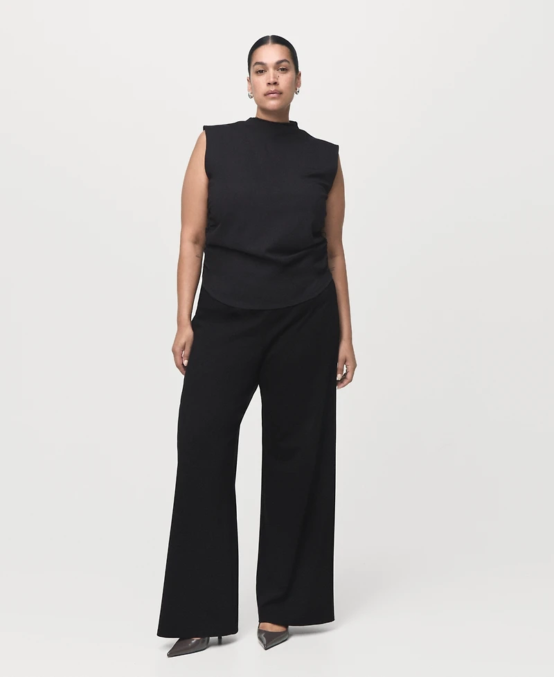 Mango Women's Elastic Waist Straight-Fit Pants