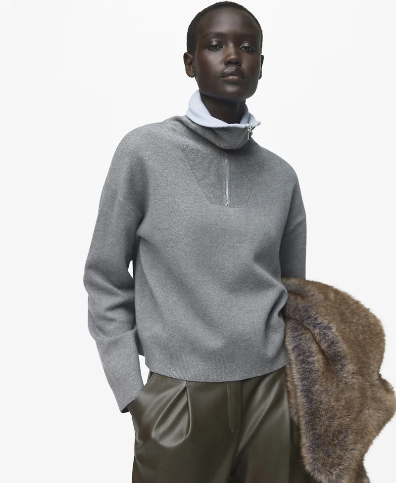 Mango Women's Turtleneck Zip Sweater