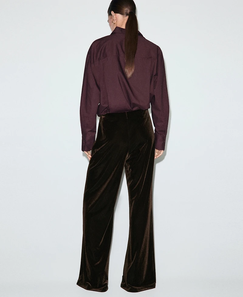 Mango Women's Velvet Wide-Leg Trousers