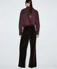 Mango Women's Velvet Wide-Leg Trousers