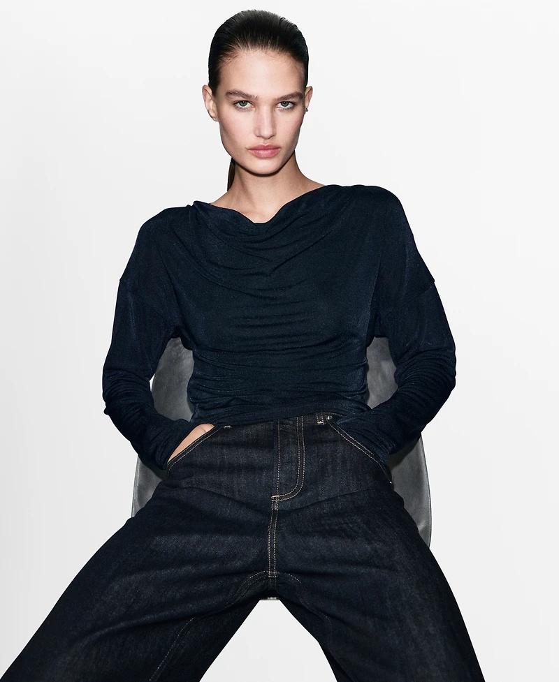 Mango Women's Draped Neck Top