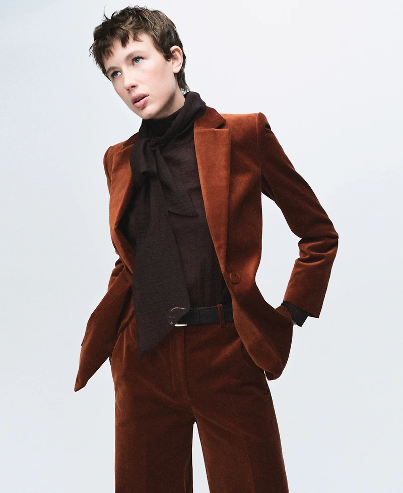 Mango Women's Pockets Velvet Jacket