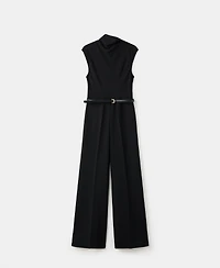 Mango Women's Draped Neck And Belt Jumpsuit