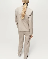 Mango Women's Pinstripe Wool Suit Blazer