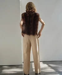 Mango Women's Straight-Leg Pleated Denim Trousers