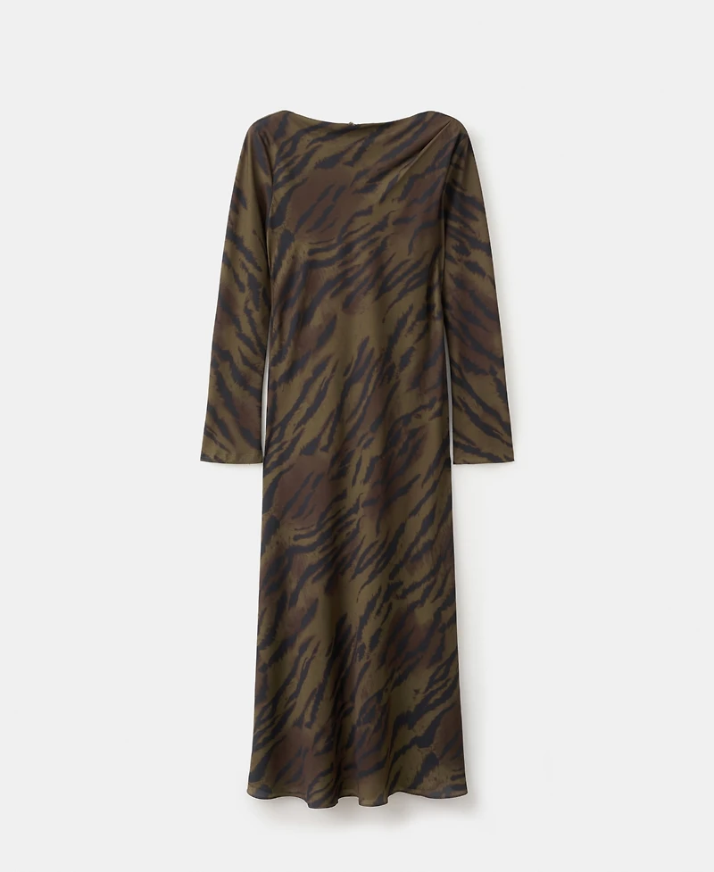 Mango Women's Satin Animal-Print Dress