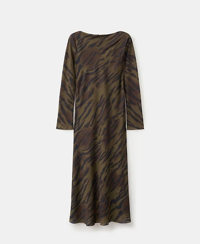 Mango Women's Satin Animal-Print Dress