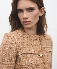 Mango Women's Frayed Ends Tweed Jacket