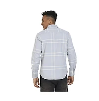 Campus Sutra Men's Light Grey Contrast Tartan Plaid Shirt.