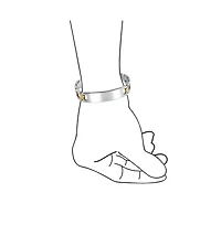 Bling Jewelry Set of 2 Name Bar Id Bracelet Cross X Link Band Two Tone Matte Gold Plated Stainless Steel 8 Inch